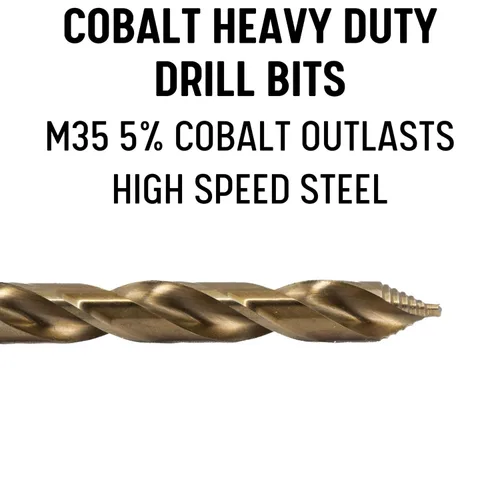 Vista 3 de Drill America Juego de 3 brocas escalonadas de cobalto con vástago plano reducido de 1/2 pulgada, acabado de óxido de oro para perforar acrílico