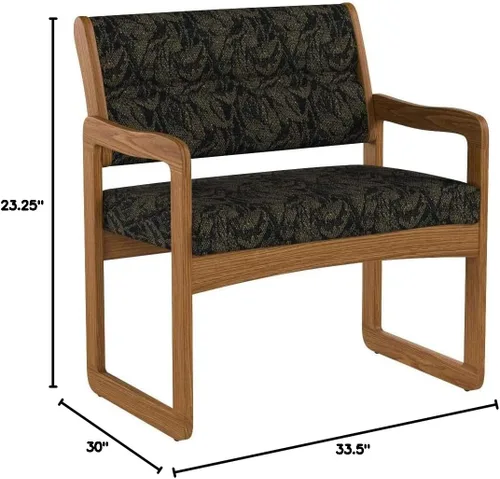 Vista 77 de Wooden Mallet Valley Bariatric Guest, Silla base de trineo, roble mediano