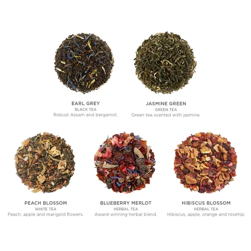 Vista 4 de Tea Forte Fleur Petite Caja de Presentación Conjunto de Regalo de Té Muestreador, 10 Unidades, 2 de Cada Variedad Envueltas Individualmente Bolsas