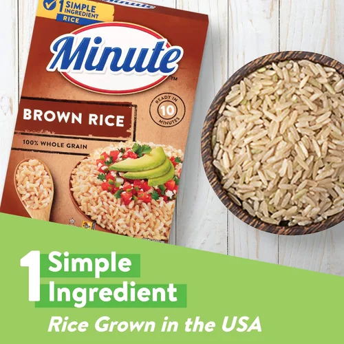 Vista 3 de Minute Arroz integral, arroz integral instantáneo para comidas rápidas, caja de 28 onzas