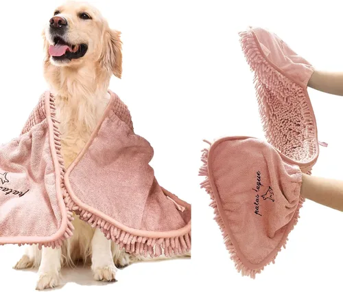 Vista 10 de Patas Lague Toalla absorbente para perros de secado grande, 35 x 15 pulgadas, toalla de baño de microfibra extra grande de secado rápido