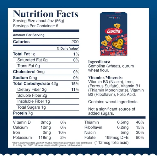Vista 2 de Barilla Edición Limitada Love Pasta, Pasta en Forma de Corazón No Transgénica Hecha con Sémola de Trigo Duro - Certificada Kosher, Caja de 12 oz