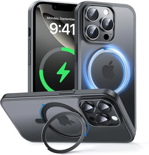 Vista 8 de MAGIC JOHN Soporte Magnético Invisible Giratório de 360° para iPhone 14/iPhone 13 [Antideslizante] [Compatible con MagSafe] Funda con soporte de 16