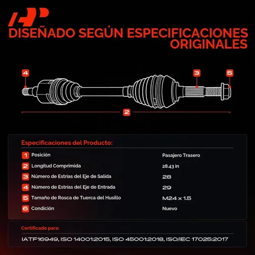 Vista 3 de A-Premium Conjunto de eje de eje CV - Compatible con Honda Pilot 2009 2010 2011 2012 2013 2014 2015 V6 3.5L, AWD - Lado trasero derecho