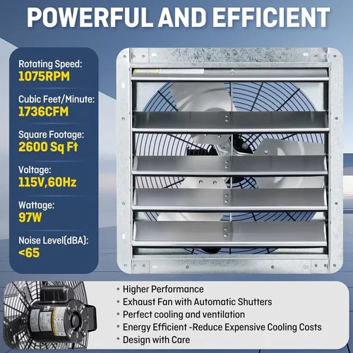 Vista 2 de iLIVING Extractor de persiana montado en la pared de 18 pulgadas, obturador automático, con termostato y controlador de velocidad variable, 0.85A