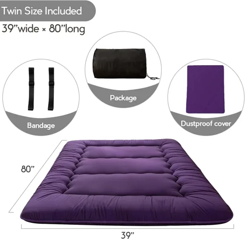 Vista 68 de Colchón futón japonés de piso gris constelación, de piso tatami, portátil, para acampar, para niños, sofá cama plegable enrollable con protector