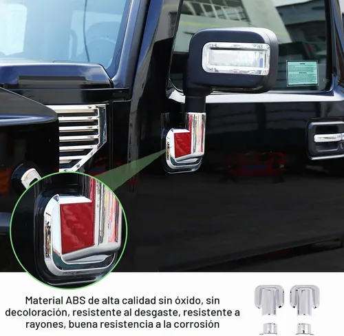 Vista 4 de PIUGILH Compatible con Hummer H2 2003-2002 ABS cubierta de espejo retrovisor lateral de puerta delantera trasera embellecedor base embellecedor Negro