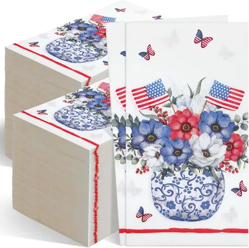Seajan 200 servilletas de papel desechables para invitados del 4 de julio, toallas de mano desechables para baño, toallas de invitados desechables