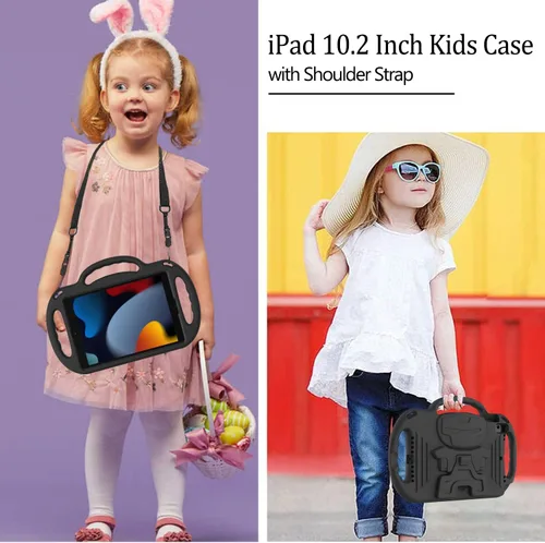 Vista 7 de LTROP Funda para Niños para iPad de 9ª/8ª/7ª generación (10.2 pulgadas, 2021/2020/2019), Funda Protectora para iPad 10.2" con Correa para el Hombro