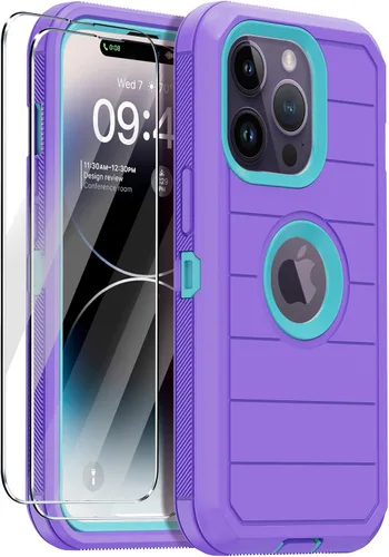 Vista 18 de Annymall Funda para iPhone 14 Pro Max con 2 protectores de pantalla, resistente de servicio pesado a prueba de golpes, protección contra caídas