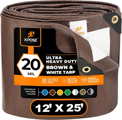 Vista 12 de Xpose Safety Lona ultra resistente de 5 x 7 pies, lonas impermeables de 20 mil para camping, aventuras al aire libre y cubierta de tienda
