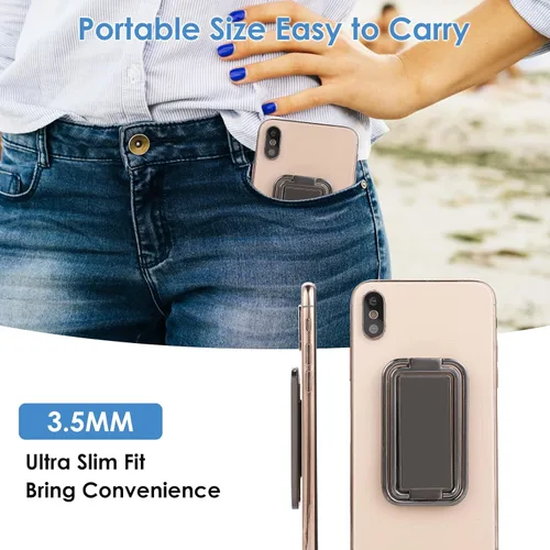 Vista 2 de Cobee Soporte de anillo para teléfono celular, soporte de dedo, rotación de 360°, plegable, de metal, ultrafino, soporte de agarre trasero ajustable