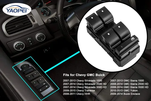 Vista 3 de Interruptor maestro de elevalunas eléctrico 20945129 delantero izquierdo del lado del conductor compatible con Chevy Silverado GMC Sierra 1500