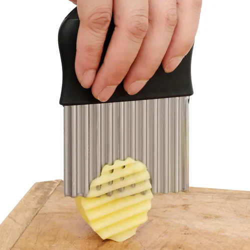 Cortador de Virutas, Cuchillo Ondulado, Hoja de Acero Inoxidable Mejorada para Virutas, Herramientas de Cocina Seguras con una Cuchilla Ondulada