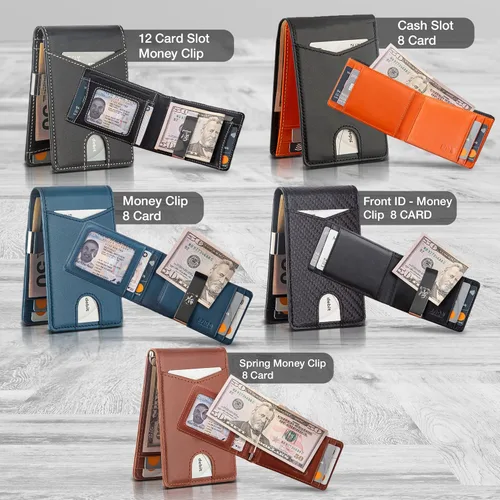 Vista 2 de KONACK Minimalist Wallet For Men with RFID Blocking Front Pocket Bifold Leather Mens Wallet with Gift Box