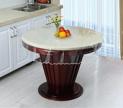 Vista 2 de Mantel protector de plástico transparente para mesa redonda, mantel de vinilo para cocina y mesa del hogar, 54 x 54 pulgadas