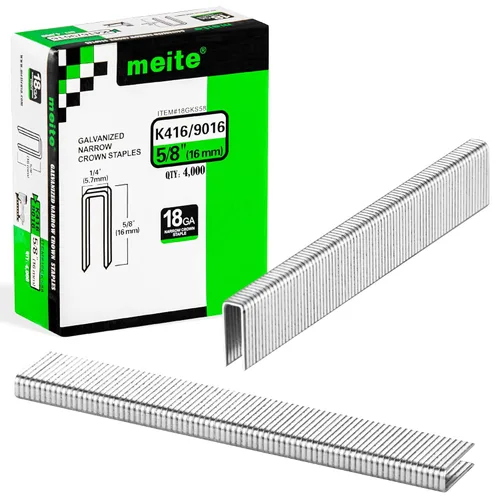 Vista 10 de meite Grapas de corona estrecha de calibre 18 de 1/4 de pulgada, grapas de tapicería galvanizadas resistentes de 1 pulgada de longitud