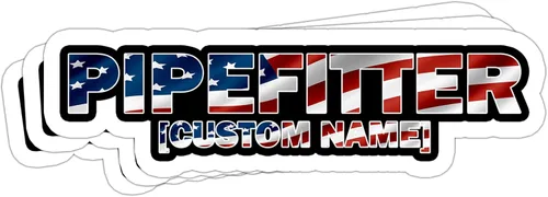 Vista 2 de Pipefitter - Calcomanías personalizadas para casco y parachoques, 3 unidades, para fontanero, con la bandera de Estados Unidos, para regalo