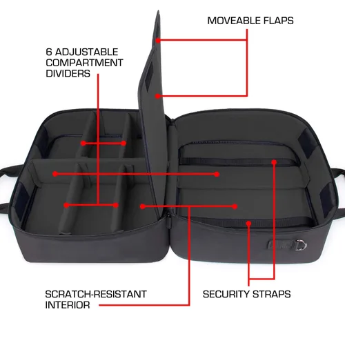 Vista 5 de USA GEAR PS5 Case - Console Case Compatible with Playstation 5 and PS5 Digital Edition with Customizable Interior for Playstation Controller, PS5