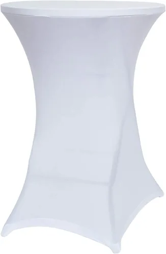 Vista 9 de Obstal Fundas elásticas de elastano para mesa de cóctel, color blanco, para bodas, banquetes y fiestas