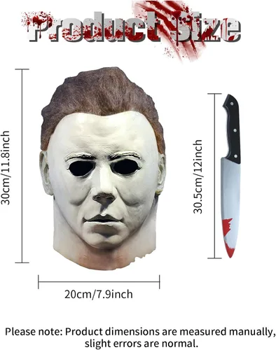 Vista 3 de Halloween Horror Mask for Adults Men With Classic Knife Props Halloween Scary Mask for Cosplay