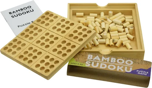 Vista 2 de Project Genius Ecologicals Bamboo Sudoku, rompecabezas ecológicos, rompecabezas de bambú, incluye clavijas numeradas para tablero de juego y folleto