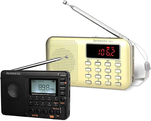 Retekess Radio digital V115 AM FM, radios portátiles de onda corta, Retekess PR11 AM FM Radio portátil, radios transistores recargables compatibles