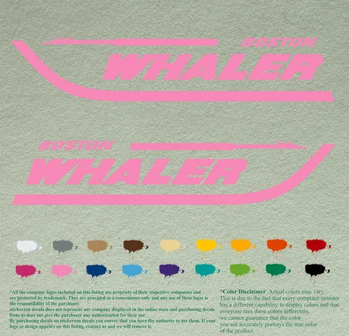 Vista 9 de Par de calcomanías Boston Whaler para barcos, calcomanías de vinilo, motor de barco, lote de 2, Gris 071