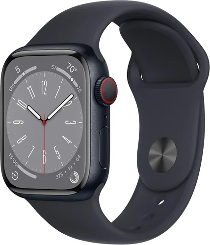 Vista 12 de Apple Watch Series 8 [GPS, 41 mm] - Caja de aluminio plateado con correa deportiva blanca, M/L (renovado)