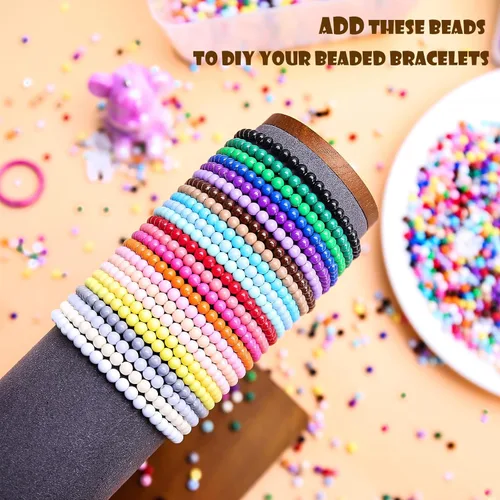 Vista 5 de BONNY BOXX 2000 cuentas redondas acrílicas de zafiro liso de 0.157 pulgadas, bolas de goma de mascar de resina plástica para hacer collares