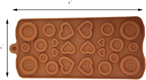 Vista 7 de Rosa 2 botones redondos de silicona y corazón chocolate DIY molde Baby Shower Fondant Cute Sugar Craft Chocolate Chip