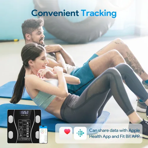 Vista 5 de Bluetooth Smart Scale for Body Weight - Measures Weight, BMI, Body Fat, Muscle Mass Bluetooth Sync to Fitness Apps Accurate Home Health black