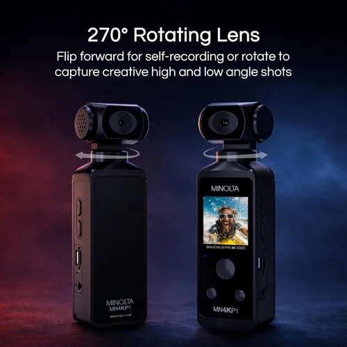 Vista 5 de Minolta MN4KP1 4K Ultra HD - Videocámara de bolsillo habilitada para Wi-Fi