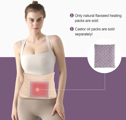 Vista 6 de Almohadilla térmica para microondas para paquete de aceite de ricino, almohadilla térmica 100% natural de linaza para microondas, adecuada