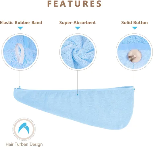 Vista 2 de AIDEA Toalla de microfibra para el cabello, paquete de 5 turbantes, súper absorbentes, de secado rápido para todo tipo de cabello, accesorios