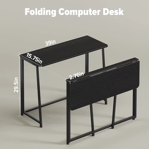 Vista 119 de WOHOMO Escritorio plegable de mármol sintético blanco, escritorio pequeño de 31.5 pulgadas para espacios pequeños con patas doradas, escritorio