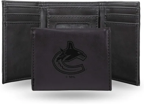 Vista 56 de NHL Rico Industries - Billetera triple grabada con láser y tres pliegues, accesorio para hombre Marrón