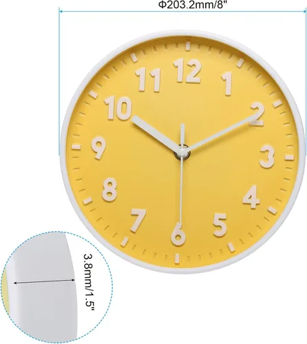 Vista 2 de PATIKIL Reloj de pared de 8 pulgadas, con número 3D, de cuarzo, funciona con pilas, silencioso, sin tictac, redondo, para oficina, dormitorio