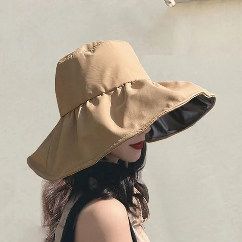 Vista 2 de BeFur Sombrero de visera solar para mujer, de ala ancha, de vinilo, para verano, pesca, protección solar UPF50, deportes al aire libre