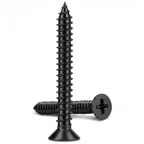 Vista 22 de Tornillo de madera de cabeza plana #4 x 1, tornillos de chapa, acero inoxidable 18-8 (304), acabado negro, 100