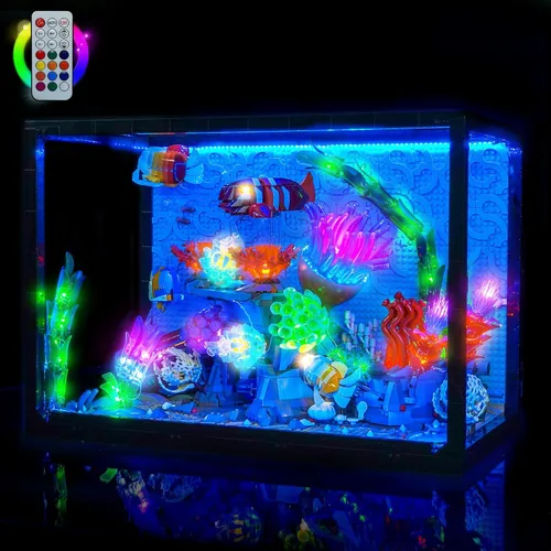 Vista 8 de BrickBling - Luz LED compatible con Lego Aquarium Tropical 10366, lámpara de decoración compatible con Lego Tanque de Peces Tropical - Excluye
