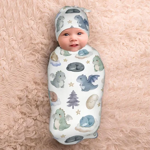 Vista 3 de Manta de dragón con sombrero para bebé, diseño de dragón