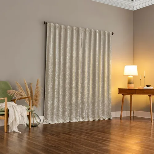 Vista 2 de Sun Zero Ambridge - Juego de 2 paneles de cortinas con pestañas traseras de aspecto plisado con diseño de hojas botánicas bordadas, 100 % opacas, 50