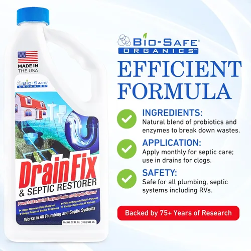 Vista 5 de DrainFix & Restorer séptico - 32 onzas líquidas. - Tratamiento de tanque séptico patentado Bac Enzyme Exxon Valdez, limpiador de drenaje