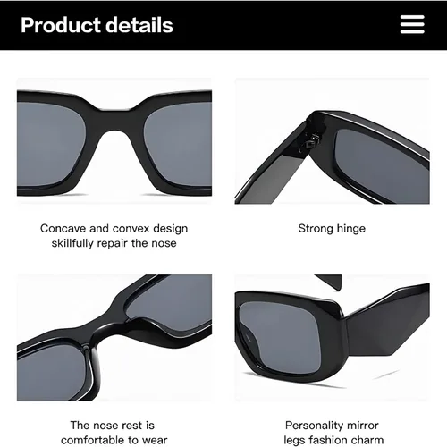 Vista 5 de Verfimaci Gafas de sol rectangulares de moda para mujer y hombre, gafas de sol cuadradas