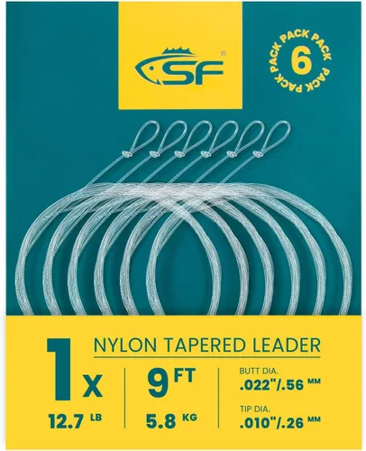 Vista 26 de SF Líder Cónico Pre-Atado con Lazo para Pesca con Mosca de Nailon Transparente para Trucha de Agua Dulce y Salada Bonefish Permit Lubina Salmón