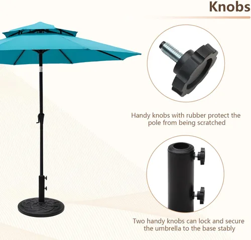 Vista 4 de C-Hopetree Base redonda resistente de 26 libras para sombrilla de mesa de mercado de patio al aire libre, color negro