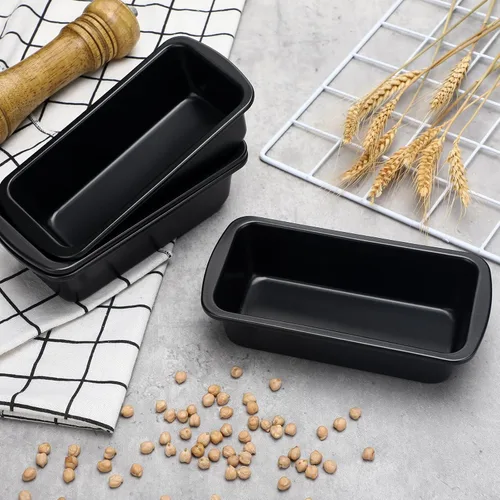 Vista 5 de Patelai Paquete de 4 moldes pequeños para hornear pan, antiadherentes, bandeja rectangular para hornear, molde para tostadas