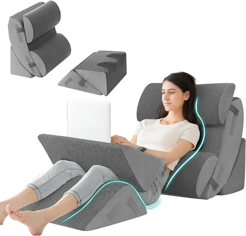 Vista 10 de Hansleep Juego de 6 almohadas ortopédicas de cuña para dormir, juego de almohadas postoperatorias ajustables para aliviar el dolor corporal, espalda