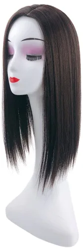 Vista 9 de Mezcla de 18 pulgadas Snythetic, parte lateral, base de encaje con clip, peluca de cabeza completa, peluca natural recta